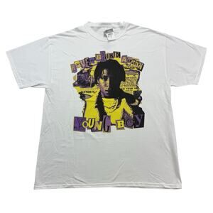 Young Boy Never Broke Again Shirt Mens Large L White Yellow Purple Short Sleeve